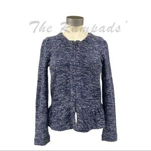 J Crew Navy Blue with White Tweed Blazer Jacket Size XS